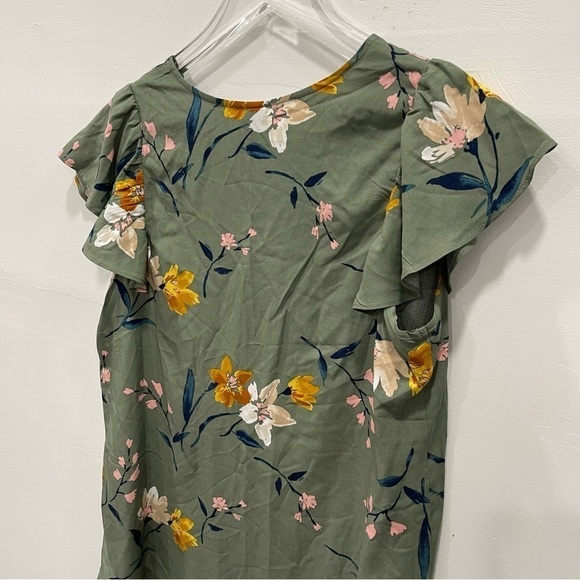Old Navy Flutter Sleeve V-Neck Floral Top Women’s Small Green - Picture 8 of 8